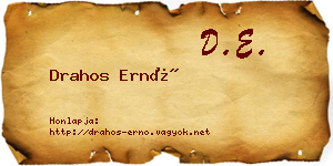 Drahos Ernő névjegykártya